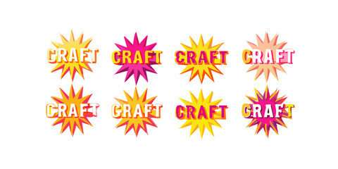 Eight Craft Word Graphics with Radial Starbursts text