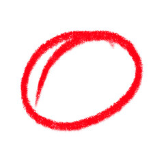 Hand drawn red circle highlighting or correction mark, symbolizing attention, error, or selection, easily usable graphic asset.