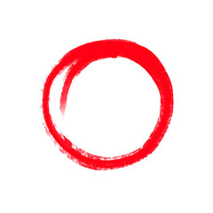 Hand-drawn red circle marker with a rough, textured outline, perfect for highlighting and emphasizing design elements.