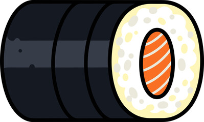 Delicious sushi roll icon design featuring salmon, rice and nori seaweed for asian cuisine themes
