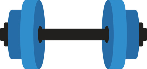 Flat illustration of a blue dumbbell for fitness and strength training equipment in sport and gym