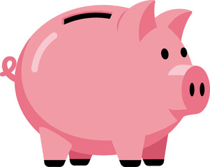 Playful pink piggy bank illustration for personal finance and saving concepts