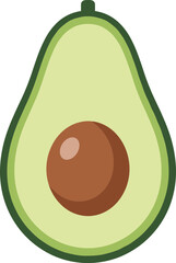 Simple Avocado Half Illustration with Seed Against Dark Background, Ideal for Menu Design