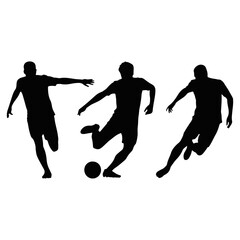 Three soccer players in silhouette demonstrating Vector