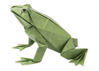Obraz premium Origami frog isolated on white background