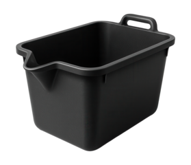 Rectangular mortar bucket with spout for accurate pouring.