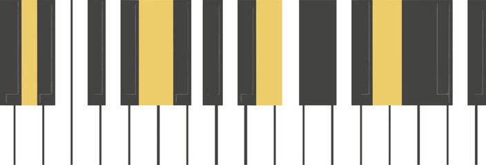 Stylized piano keyboard illustration showcasing musical keys and minimalist aesthetic © dinny