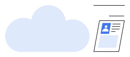 Cloud storage concept. Cloud storing identity data securely, enabling safe remote access. Cloud supporting digital identity management and data synchronization. For IT, software, security