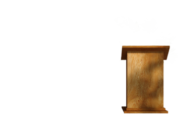 Wooden podium with a textured surface, isolated on transparent background