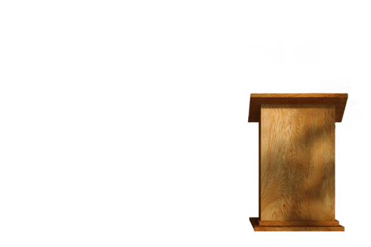 Wooden podium with a textured surface, isolated on transparent background