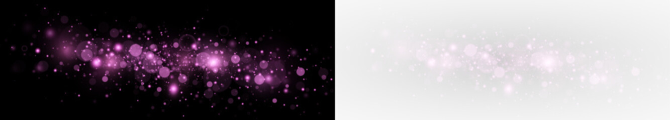 Glittering purple confetti with bright dust and sparkling stars. A festive background with glowing bokeh and holiday shimmer. © FlammaChe