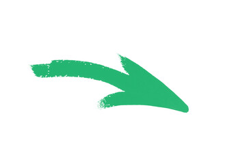 Watercolor arrow green on a white background