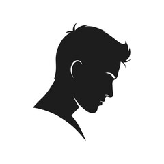 Minimalist Silhouette of a Young Man with Trendy Hairstyle Head Profile