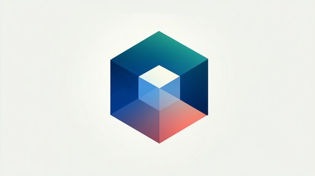 isometric green outer cube with white inner cube on clean white background - Powered by Adobe