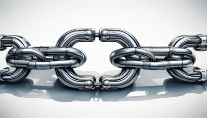 Obraz premium strong metal chains linked together in isolated on white background