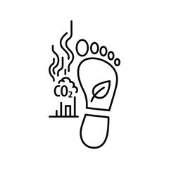 Carbon footprint concept icon with leaf and emission symbol