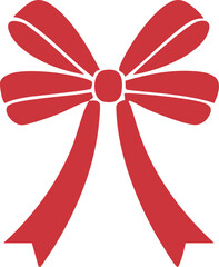 Hand-drawn ribbon bow for holiday celebration gift decoration and Valentine's Day love card symbol design on white