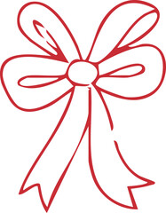 Hand-drawn ribbon bow for holiday celebration gift decoration and Valentine's Day love card symbol design on white