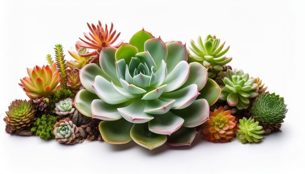 succulent plant garden nature vibrant isolated on white background - Powered by Adobe