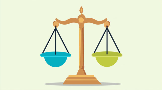 Balan&ccedil;a da justi&ccedil;a representa equidade, legalidade e fundamentos do sistema jur&iacute;dico.