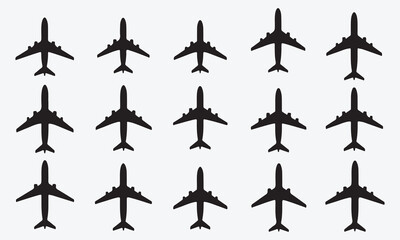 set of airplanes silhouettes
