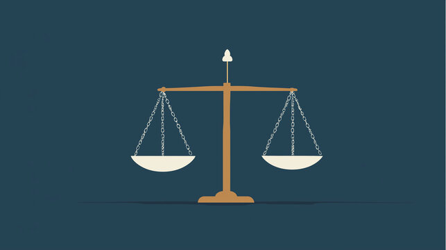 Ilustra&ccedil;&atilde;o de balan&ccedil;a simboliza justi&ccedil;a, equil&iacute;brio moral e decis&otilde;es baseadas na lei.