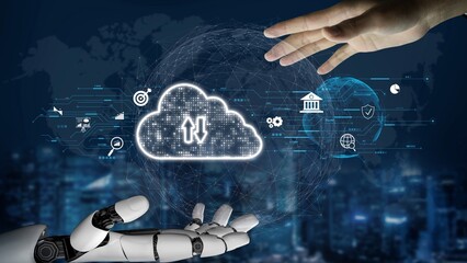 Cloud computing, cloud strategy, and cloud technology transforming digital infrastructure with scalable services, secure data storage, and cloud-based digital business solutions. Muxer
