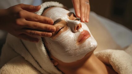 Woman enjoys relaxing facial treatment at a spa, surrounded by calming ambiance and expert care, enhancing her natural beauty and promoting skin health