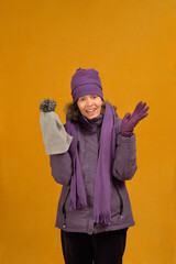 Shrugging woman with beanie hats