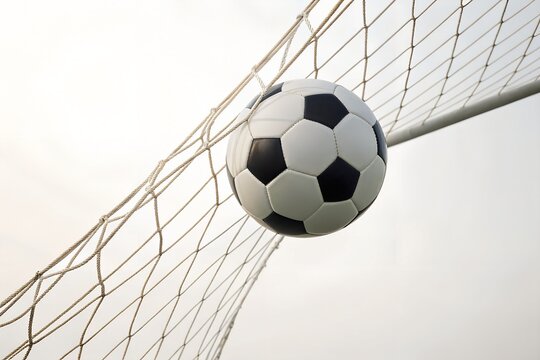 Soccer Ball Hitting Back of Goal Net Close-Up