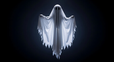 Ethereal White Ghost Floating in Dark Mystery
