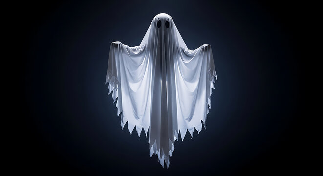 Ethereal White Ghost Floating in Dark Mystery