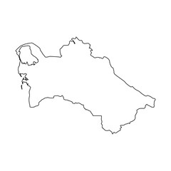 Turkmenistan outline map. Turkmenistan map vector. Turkmenistan map on white background