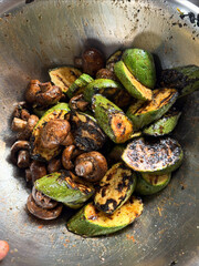 Smoky vegetables tossed together creating richly flavored medley.