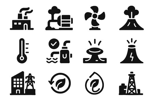 Pipe facility icon plant hot exchanger geothermal water vector heat icons energy