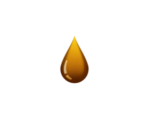Golden oil drop realistic 3D render with a shiny surface, yellow liquid falling in a transparent background