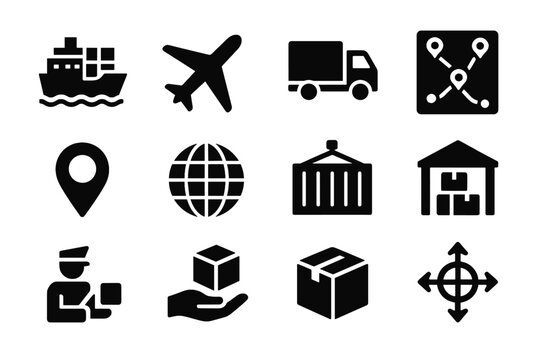 Icons symbol customs icon hub delivery shipping warehouse vector location pin hand