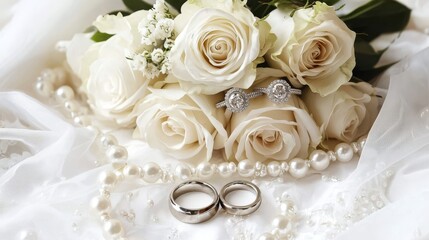 Obraz premium An exquisite arrangement featuring a ring nestled among the roses. 