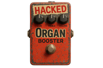 Hacked organ booster effects pedal with transparent background