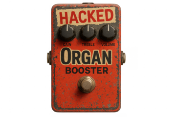 Hacked organ booster effects pedal with transparent background