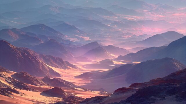 Vibrant pink and purple reflections on a flooded field at dusk with mountains