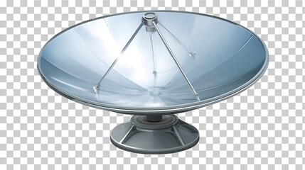 Modern communication satellite dish on transparent area