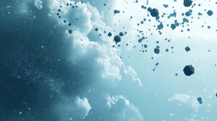 A creative abstract illustration of the atmosphere with floating carbon molecules, highlighting the greenhouse effect.