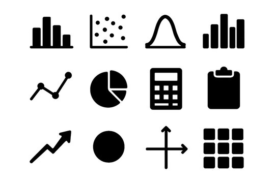 Histogram point plot curve arrow scatter chart icons vector icon calculator analysis