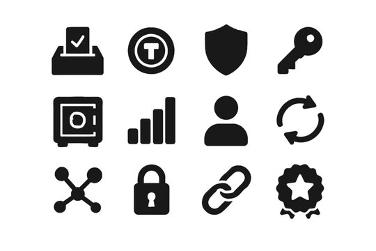 User shield arrows governance blockchain network token icons staking bar vector icon