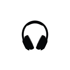 Fototapeta premium Simple black silhouette of over ear headphones on a white background