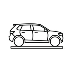 Outline drawing of a modern suv car, side view, isolated on