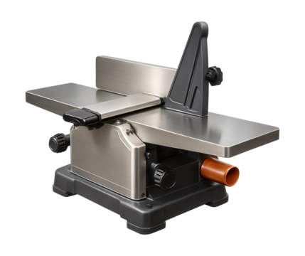 Compact jointer-planer with a tilting fence, perfect for detailed projects in a home
