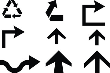 Vector Collection of black arrows pointing in different directions .