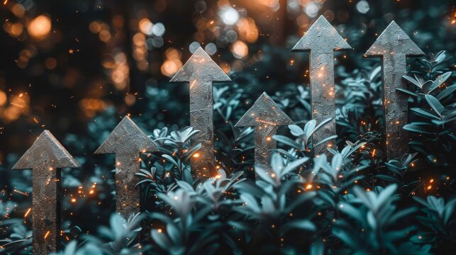 Visualizing global economic growth  upward arrows and glowing earth for 2026 chinese new year